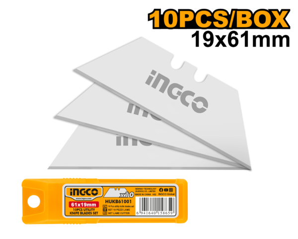 10-Pcs Heavy Duty Utility Knife Blades Set (HUKB61001) – 61x19mm Razor Sharp Carbon Steel Replacement Blades INGCO 10-Pcs Heavy Duty Utility Knife Blades Set (HUKB61001) – 61x19mm Razor Sharp Carbon Steel Replacement Blades INGCO