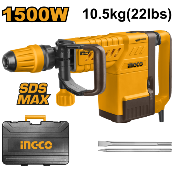 11kg Industrial SDS-MAX Demolition Breaker 1500W (PDB15006) – Heavy Duty Chipping Hammer 25J Variable Impact Force & Anti-Vibration System INGCO 11kg Industrial SDS-MAX Demolition Breaker 1500W (PDB15006) – Heavy Duty Chipping Hammer 25J Variable Impact Force & Anti-Vibration System INGCO