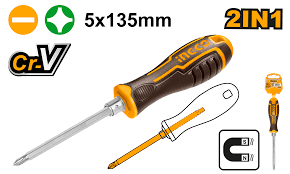 2-In-1 Interchangeable PH1 + SL5 Screwdriver Set (AKISD0203) – 135mm Premium Cr-V Shank Reversible Phillips PH1 & Slotted SL5 Driver INGCO 2-In-1 Interchangeable PH1 + SL5 Screwdriver Set (AKISD0203) – 135mm Premium Cr-V Shank Reversible Phillips PH1 & Slotted SL5 Driver INGCO