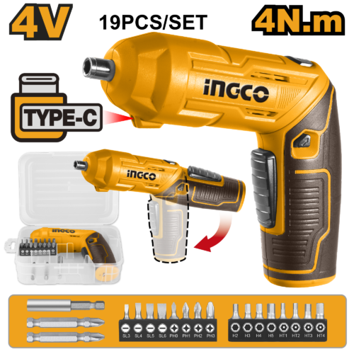 Cordless Screwdriver 4V (CSDLI0442) – 2-Position Adjustable Handle INGCO Cordless Screwdriver 4V (CSDLI0442) – 2-Position Adjustable Handle INGCO
