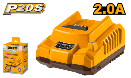 Lithium-Ion Battery Charger 20V (FCLI2001) – 2.0A Output Speed Smart Charging Technology for P20S Series Batteries INGCO Lithium-Ion Battery Charger 20V (FCLI2001) – 2.0A Output Speed Smart Charging Technology for P20S Series Batteries INGCO