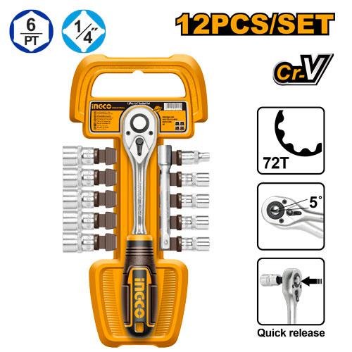 Precision 14 Inch Drive 5mm to 14mm Hexagonal Socket Wrench Set 12-Piece (HKTS14122) – Bike & Appliance Repair Compact Toolkit INGCO Precision 14 Inch Drive 5mm to 14mm Hexagonal Socket Wrench Set 12-Piece (HKTS14122) – Bike & Appliance Repair Compact Toolkit INGCO