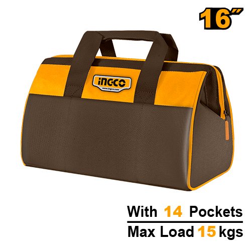 Premium 16 Tool Carrier Bag (HTBG281628) – High-Strength Fabric Structure with 14 Organizer Pockets Perfect for Cordless Power Tool Kits INGCO Premium 16 Tool Carrier Bag (HTBG281628) – High-Strength Fabric Structure with 14 Organizer Pockets Perfect for Cordless Power Tool Kits INGCO