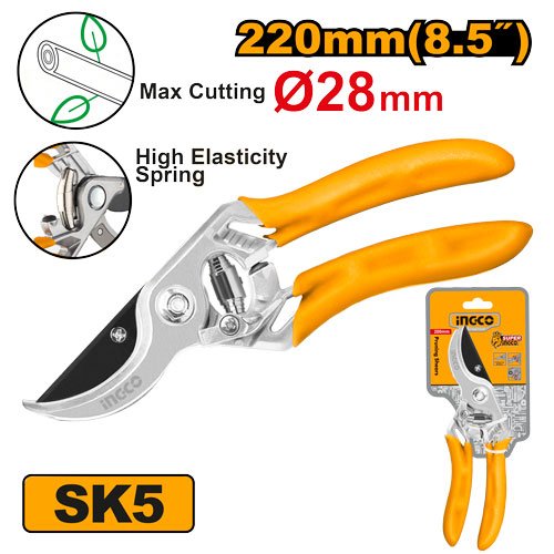Professional Garden Pruning Shear 8.5220mm (HPS0109) – Premium SK5 High-Carbon Steel Blades 12mm Max Branch Cutting Capacity INGCO