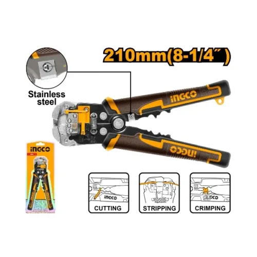 automatic-wire-stripper-210mm-hwsp102418-ingco Automatic Wire Stripper 210mm (HWSP102418) – 3-in-1 Multi-Function Cable Stripping Crimping Tool | INGCO