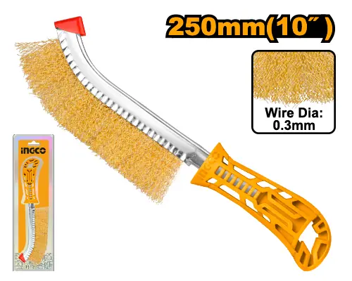 Hand Wire Brush 10" 250mm (HWB02250) – 0.3mm Heavy Duty Bristles for Rust Scale & Paint Removal Steel & Wood Working | INGCO