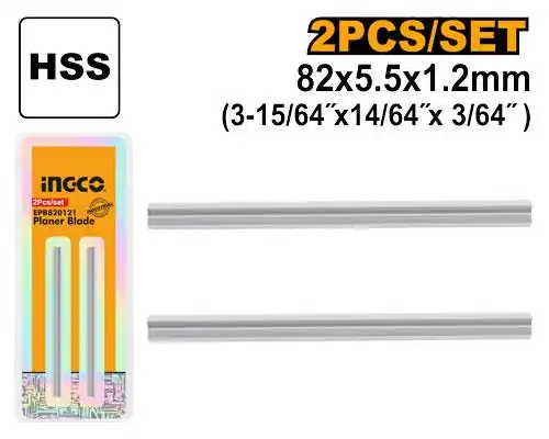 Heavy Duty 82mm High Speed Steel Wood Planing Machine Spare Blades 2-Pcs Set (EPB820121) – Universal Fit for PL10508 & UPL10508 Series | INGCO