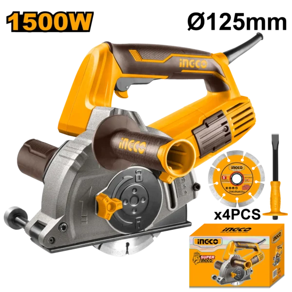 industrial-twin-blade-wall-chaser-1500w-125mm-wlc15008-ingco Industrial Twin-Blade Wall Chaser 1500W (WLC15008) – 125mm Disc Size Fully Adjustable 29mm Depth & 30mm Width Concrete Grooving Machine Anti-Vibration Auxiliary Handle with 4-Pcs Diamond Cutting Discs | INGCO