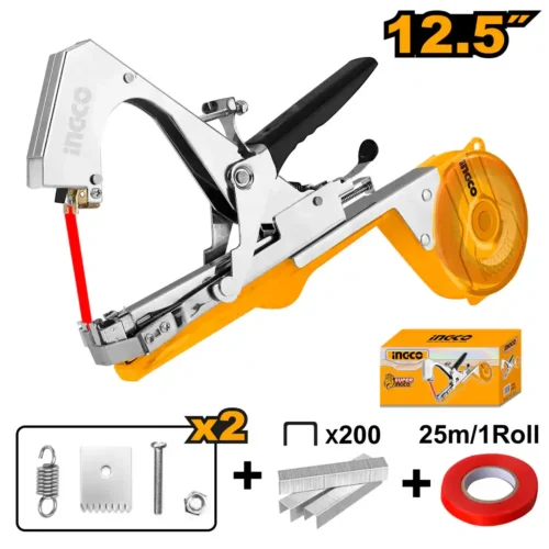 12.5" Plant Tying Machine (HPTM1258) – One-Handed Agricultural Vine Tapener Adjustable Mouth Binding Tool for Grapes, Tomatoes & Nurseries | INGCO