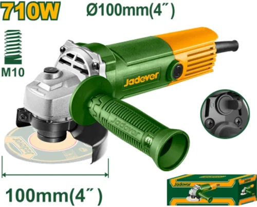 Angle Grinder 710W – 100mm 4 Capacity (JDAG35712) – 12,000 RPM High-Velocity Motor M10 Spindle with Anti-Vibration Auxiliary Handle JADEVER Angle Grinder 710W – 100mm 4 Capacity (JDAG35712) – 12,000 RPM High-Velocity Motor M10 Spindle with Anti-Vibration Auxiliary Handle JADEVER