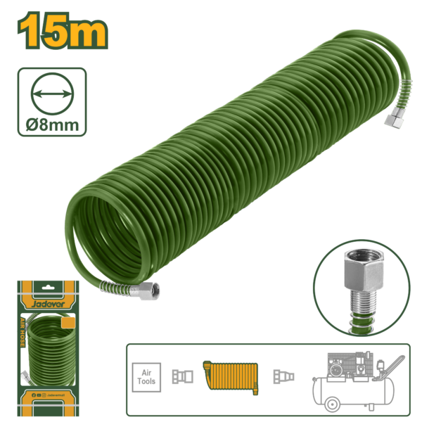 Professional 15-Meter Flexible Extended Polyethylene Air Compressor Hose Pipe (JDQG1915) – Oil & Abrasion Resistant 8mm Outer Diameter Line JADEVER Professional 15-Meter Flexible Extended Polyethylene Air Compressor Hose Pipe (JDQG1915) – Oil & Abrasion Resistant 8mm Outer Diameter Line JADEVER