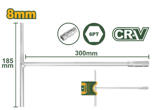Professional 8mm T-Handle Socket Wrench (JDTH1108) – 300mm Deep Reach Shaft Heavy-Duty CR-V Industrial High-Torque Spanner JADEVER Professional 8mm T-Handle Socket Wrench (JDTH1108) – 300mm Deep Reach Shaft Heavy-Duty CR-V Industrial High-Torque Spanner JADEVER