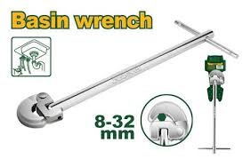 Professional Basin Wrench 12 300mm (JDBF1732) – Spring-Loaded Hardened Swivel Jaw 8-32mm Capacity Under-Sink Tap Nut Plumbing Tool JADEVER