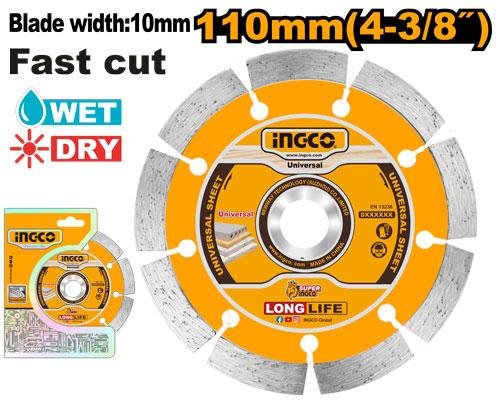 Professional Dry Diamond Disc 110mm (DMD011102) – 10mm Segments Premium Granite, Marble & Concrete Cutting Saw Blade INGCO