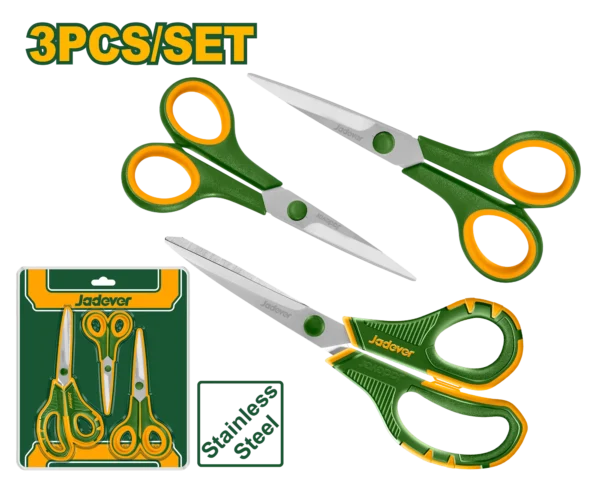 Professional Multi-Purpose Scissors Set 3-Pcs (JDSX4633) – Heavy-Duty Stainless Steel Blade Cutting Tool | JADEVER