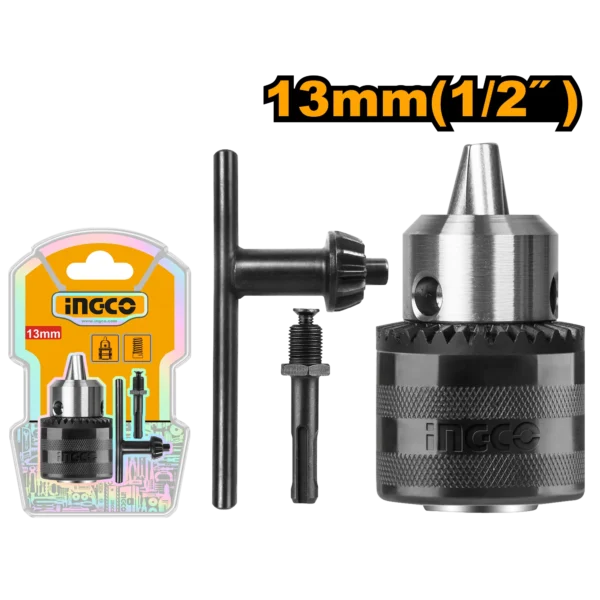 Heavy Duty SDS Plus Rotary Hammer to 13mm Keyed Drill Chuck Converter, Wood Spade & Metal Twist Bit Adaptor Kit (KC1301.1) | INGCO