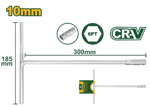 Professional 10mm T-Handle Socket Wrench (JDTH1110) – 300mm Deep Reach Shaft Heavy-Duty CR-V Industrial High-Torque Spanner | JADEVER