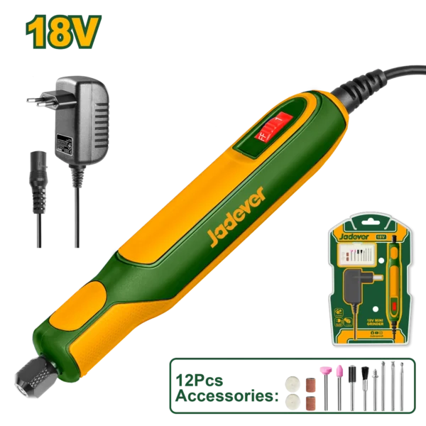 professional-18v-variable-speed-mini-rotary-grinder-kit-jdry16180-jadever Professional 18V Variable-Speed Mini Rotary Grinder Kit (JDRY16180) – 0-22,000 RPM High-Speed Motor 3.2mm Collet with 12-Pcs Precision Accessory Vault & ACDC Adapter | JADEVER