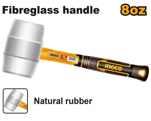 Professional 220g Anti-Spark Blind Rubber Mallet (HRUH8908) – Surface Protection Matrix for Vitrified Tile, Woodworking & Auto Body Panels | INGCO