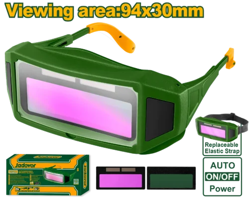Professional Auto-Darkening Welding Glasses (JDWA1501) – 0.4-1ms Hyper-Fast Switch Time DIN 11 Arc Flash Eye Protection with Solar & Battery Power | JADEVER