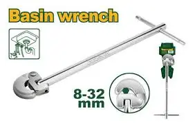 Professional Basin Wrench 12" 300mm (JDBF1732) – Spring-Loaded Hardened Swivel Jaw 8-32mm Capacity Under-Sink Tap Nut Plumbing Tool | JADEVER