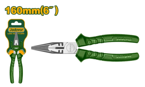 Professional Long Nose Pliers 6" 160mm (JDPL2926) – High-Tensile Carbon Steel Precision Reach Needle Nose Hand Tool with Integrated Wire Cutter | JADEVER