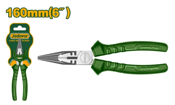 Professional Long Nose Pliers 6" 160mm (JDPL2926) – High-Tensile Carbon Steel Precision Reach Needle Nose Hand Tool with Integrated Wire Cutter | JADEVER
