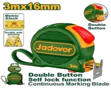 Professional Steel Measuring Tape 3m x 16mm (JDMT4310) – One-Button Auto Lock Dual Metric & Inch High-Visibility Blade | JADEVER