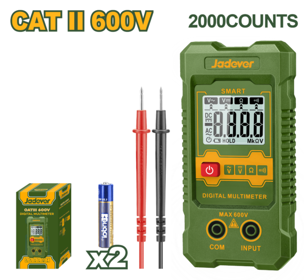 professional-true-rms-smart-digital-multimeter-2000-counts-jddm1501-jadever Professional True RMS Smart Digital Multimeter 2000 Counts (JDDM1501) – Auto-Ranging NCV Voltage Tester | JADEVER