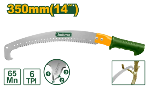 14" Triple-Edge Pruning Saw (JDHW8G14) – 350mm Extension Pole Mountable Branch Cutter 65Mn Steel 6TPI High-Speed Orchard Hand Saw | JADEVER