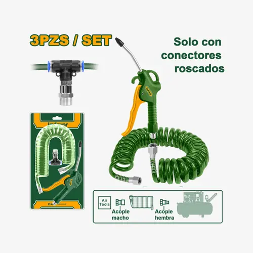 Air Blow Gun & Hose Set (JDGA6434) – 110mm Nozzle Air Duster with 5M PU Hose & 8mm T-Fitting Turnkey Pneumatic Cleaning Kit | JADEVER