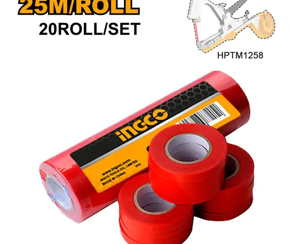 Garden Stretch Tie Tape Set (HPTM1258T) – 20-Roll Bulk Pack 25m x 11mm Non-Sticky Elastic Plant Binding Ribbon for Tapetool Gun | INGCO