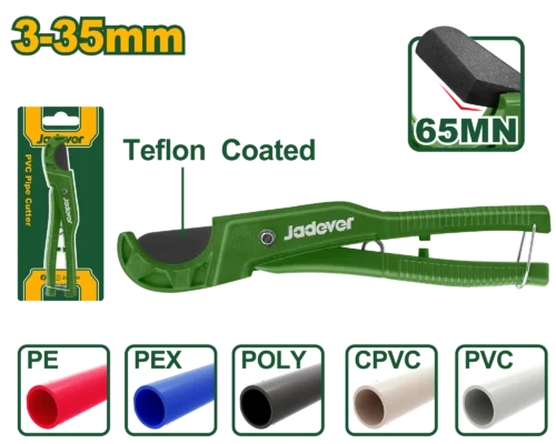 Heavy Duty 35mm CPVC Water Delivery Pipeline, PVC Electrical Conduit Layer, PEX Plumbing Tubing & Flexible Hose One Stroke Aluminum Pipe Cutter (JDPC54636) | JADEVER