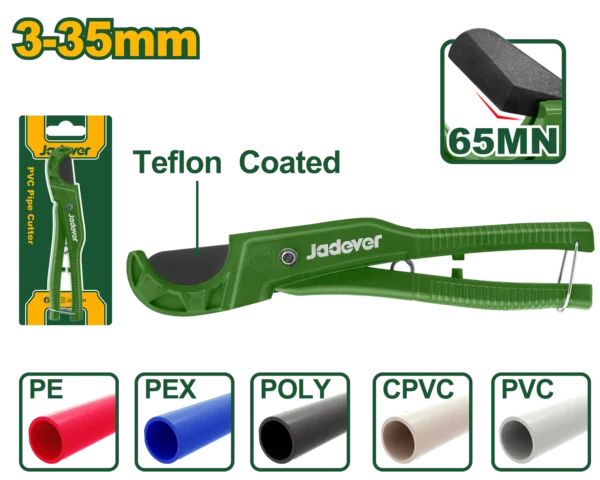 Heavy Duty 35mm CPVC Water Delivery Pipeline, PVC Electrical Conduit Layer, PEX Plumbing Tubing & Flexible Hose One Stroke Aluminum Pipe Cutter (JDPC54636) | JADEVER