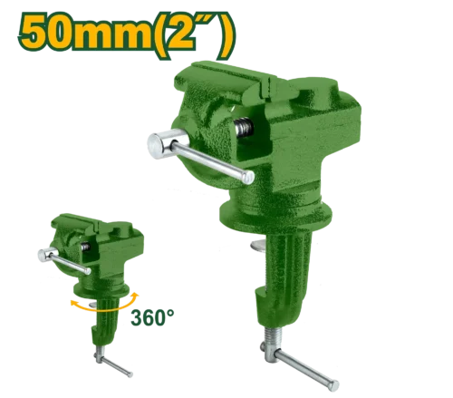 Heavy Duty Compact 50mm Bench Vise Craft Metal Filing, Lock Cylinder Servicing, Small Pipe Cutting & Circuit Board Soldering Swivel Base (JDBV1A02) | JADEVER