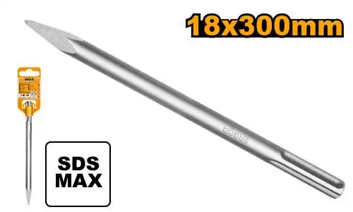Heavy Duty SDS Max 300mm Long Reinforced Concrete Breaking, Foundation Block Splitting & Brick Wall Trenching Pointed Jackhammer Chisel Bit (DBC0212801) | INGCO