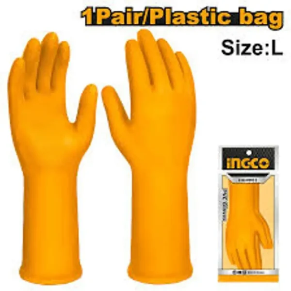 Professional XL-Length Liquid-Barrier PVC Safety Gloves (HGVP01) – Anti-Abrasion Chemical-Resistant Janitorial Hand Shield | INGCO