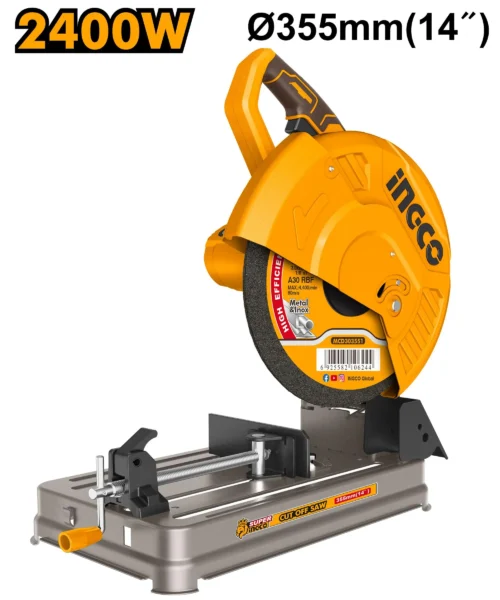 2400w-355mm-14-inch-industrial-metal-cut-off-saw-cos243558-ingco 2400W 355mm (14") Industrial Metal Cut-Off Saw (COS243558) – High-Velocity 3,900 RPM Chop Saw | 100mm Pipe & 120x100mm Rectangular Steel Capacity | INGCO