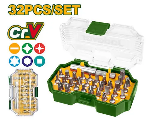 32-pcs-screwdriver-bits-set-jdbs3b32-jadever 32 Pcs Screwdriver Bits Set (JDBS3B32) – CR-V Steel 25mm Bits (PH/SL/PZ/Torx/Hex/Square) with Magnetic Bit Holder in Compact Case | JADEVER