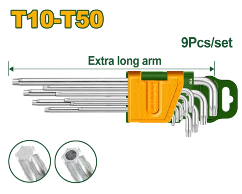 9-pcs-extra-long-arm-torx-key-set-jdhk3292-jadever 9 Pcs Extra-Long Arm Torx Key Set (JDHK3292) – Heat-Treated CR-V Steel Star Wrench Set (T10-T50) Rust-Resistant Chrome Finish | JADEVER