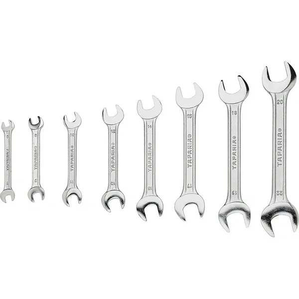 Taparia DEP 08 Double Ended Open Spanner Set (8 Pcs) - 6x7mm to 20x22mm Chrome Vanadium Steel, Hardened & Tempered