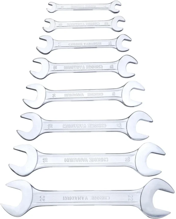 Taparia DEP 08 Double Ended Open Spanner Set (8 Pcs) - 6x7mm to 20x22mm Chrome Vanadium Steel, Hardened & Tempered